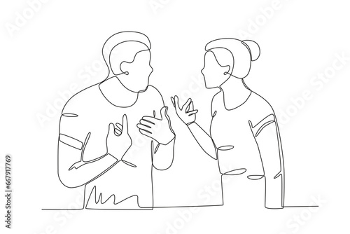 A couple quarrels arguments. Relationship problem one-line drawing