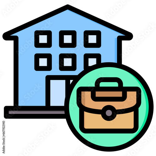 Company Dormitory Outline Color Icon