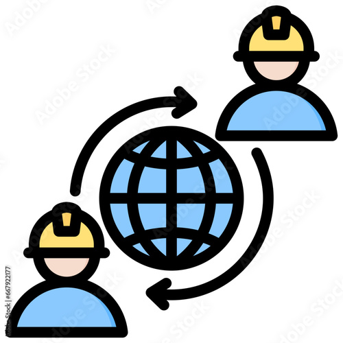 Migrant Worker Outline Color Icon