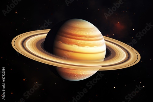 Planet Saturn in a black background