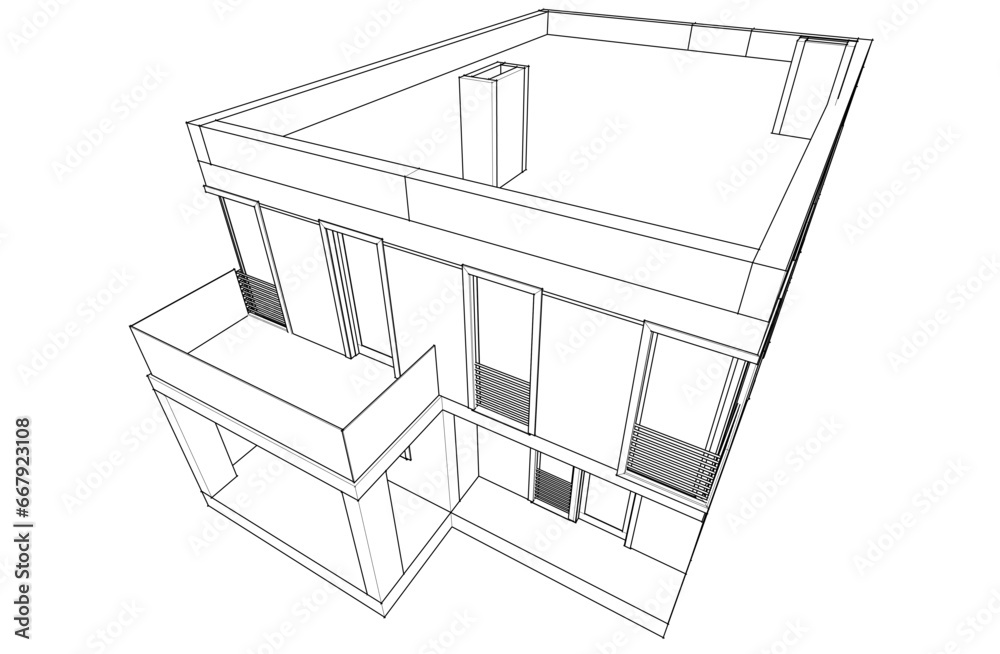 house building sketch architecture 3d illustration