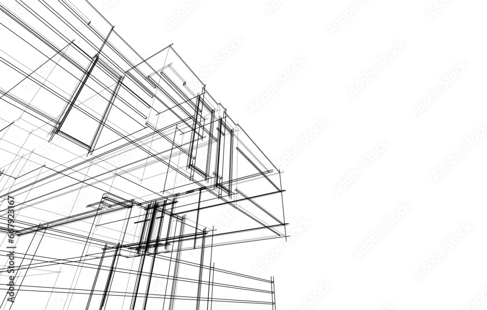 house building sketch architecture 3d illustration