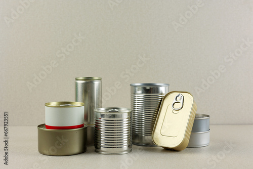 Canned Food Isolated on Cream Background