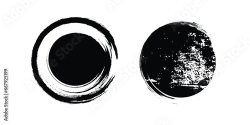 Vector grunge circle  grunge round shape  grunge banner - Color circle brush with black color isolated on white background  Vector Illustration