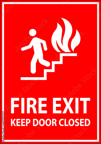 Warning Sign Fire Exit Keep Door Closed
