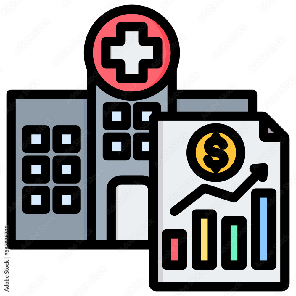 Hospital Finances Outline Color Icon