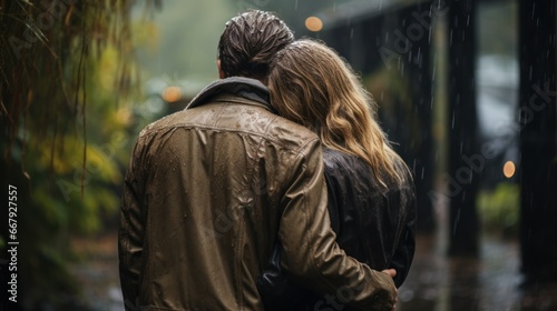 Capturing intimate moments during romantic rainy walks