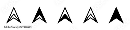 Basic Black and White North Arrow Sign Symbol Icon Set for Map Orientation. Vector Image.