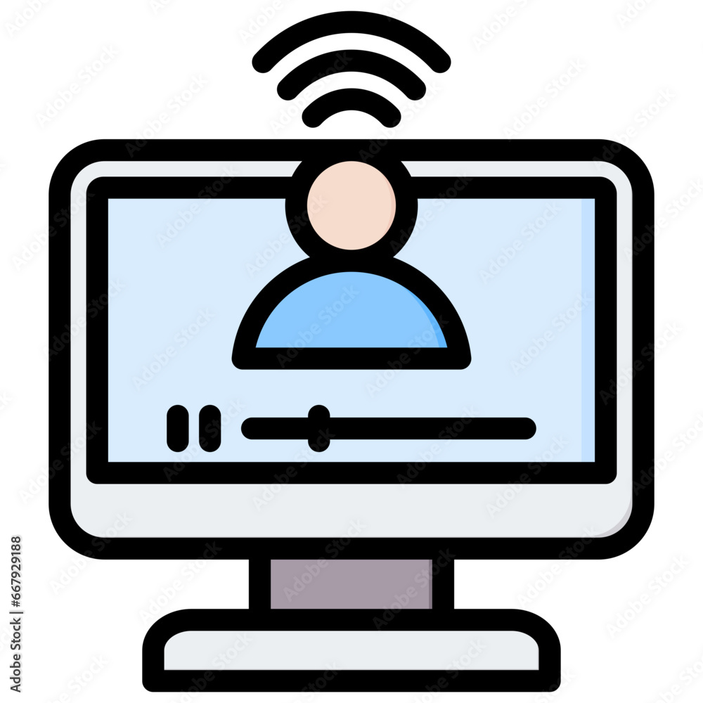 Online Streamer Outline Color Icon Online Streamer Outline Color Icon