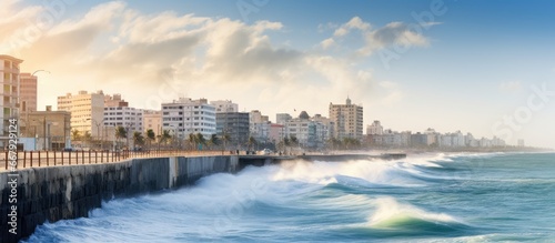 Waves crash against the Malecon seawall in Havana