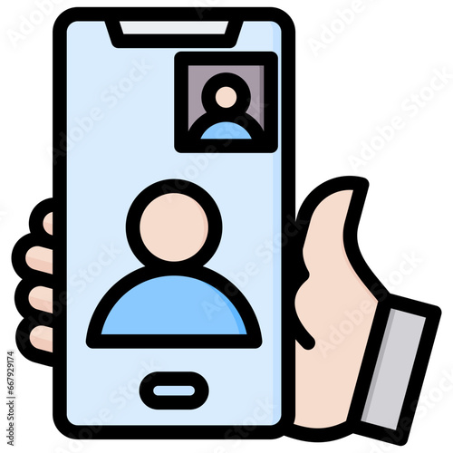 Video Call Outline Color Icon