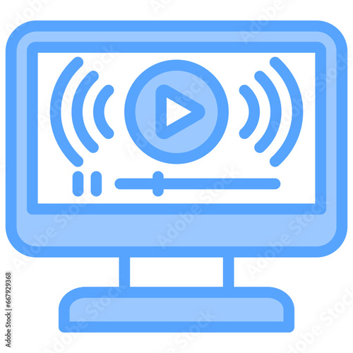 Live Streaming Blue Icon