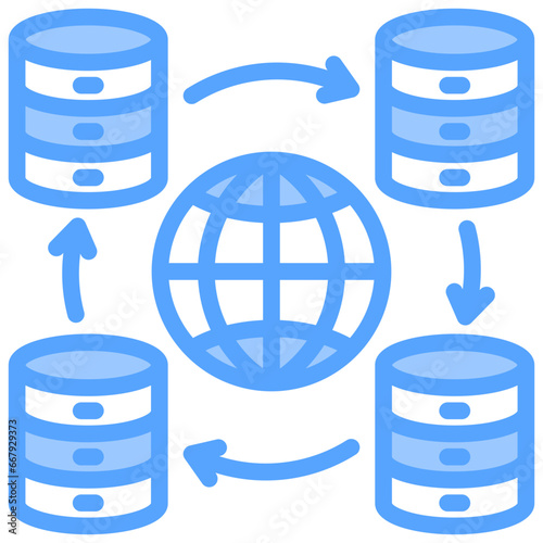 Content Delivery Network Blue Icon