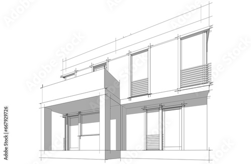 house building sketch architectural 3d illustration