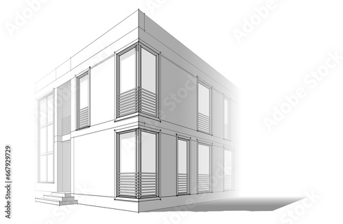 house building sketch architectural 3d illustration