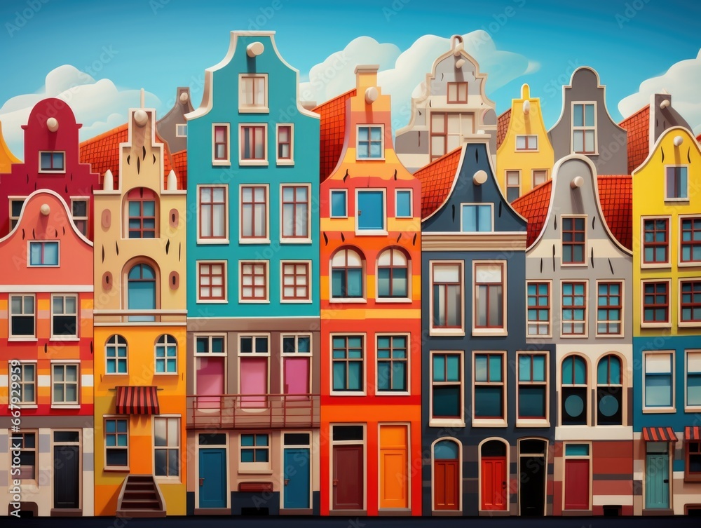 A group of colorful buildings on a city street