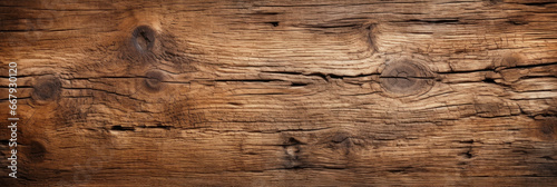 Old wooden board texture background, vintage cracked and knotted brown wood. Abstract rough ash or oak tree panel with natural pattern and color. Theme of nature, timber