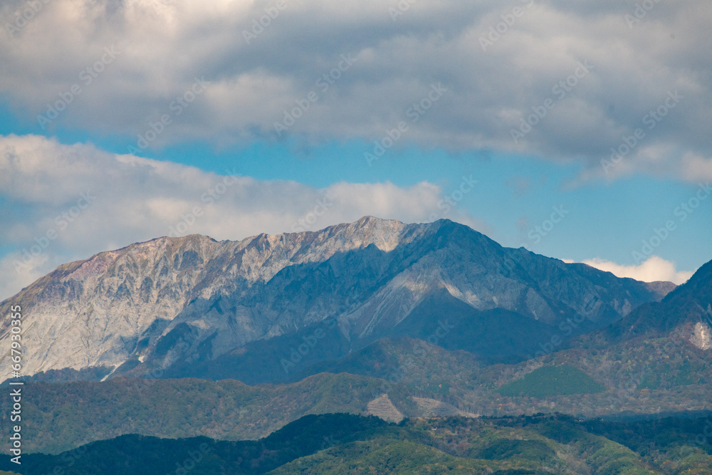 Mount Daisen in Tottori, viewed from Hiruzen plateau in October
