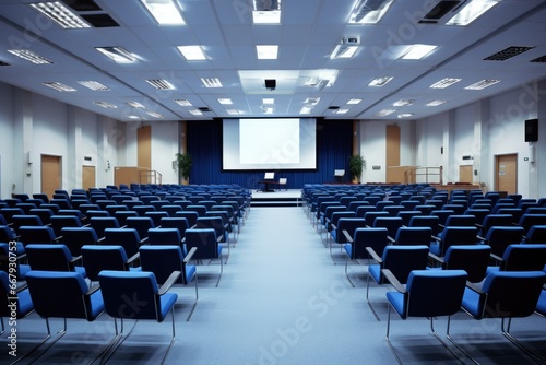 Business seminar held in a spacious auditorium. © furyon