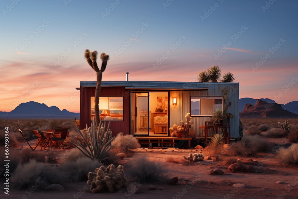 small ADU cottage in the desert, southern California, 2017 - obrazy, fototapety, plakaty 