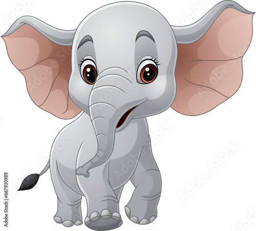 Cartoon elephant on white background