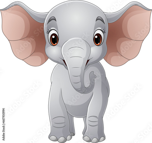 Cartoon elephant on white background