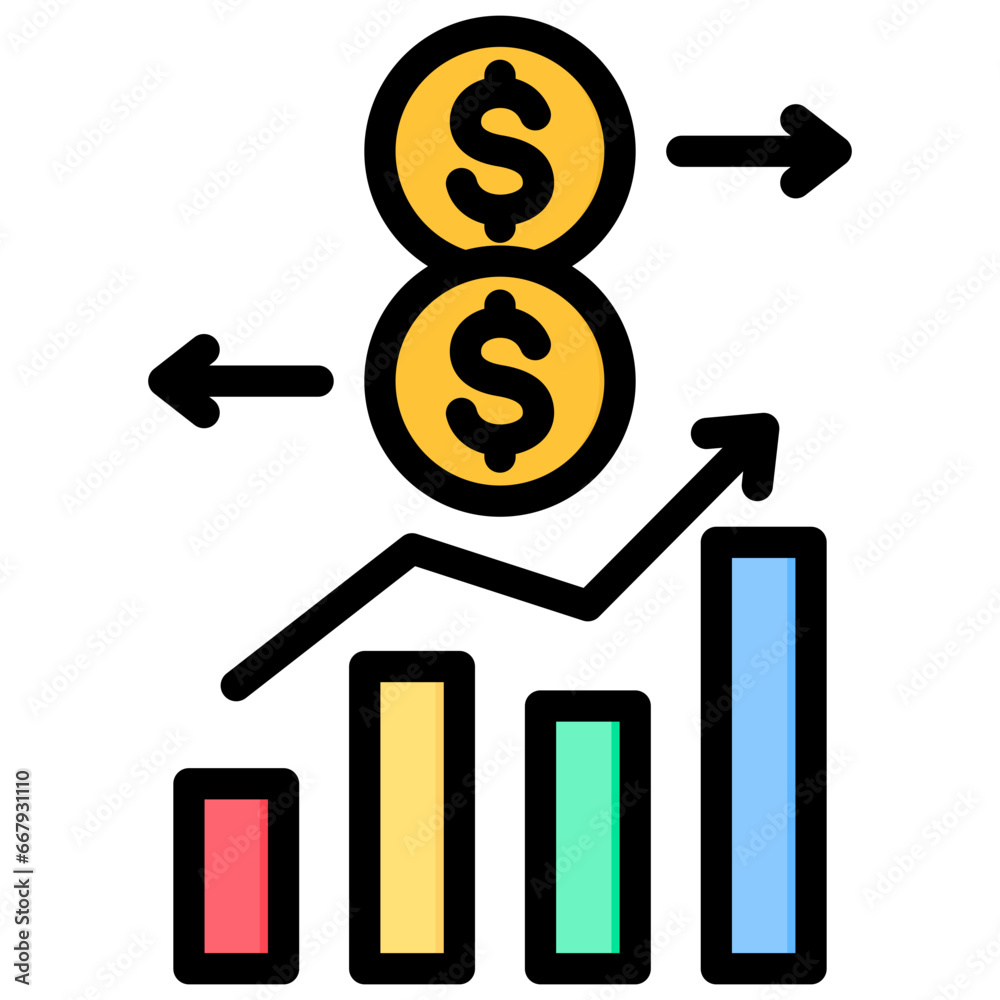 Financial Transaction Outline Color Icon Financial Transaction Outline Color Icon