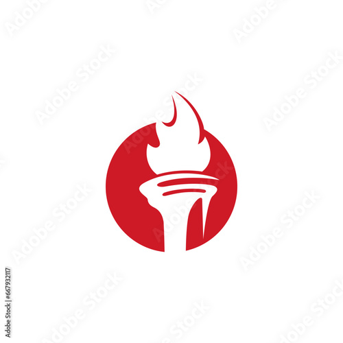 torch icon vector logo design in circle shape