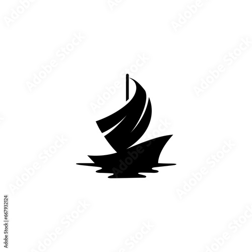 sailing ship silhouette logo vector design
