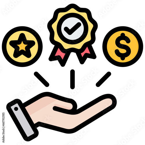 Benefits Outline Color Icon
