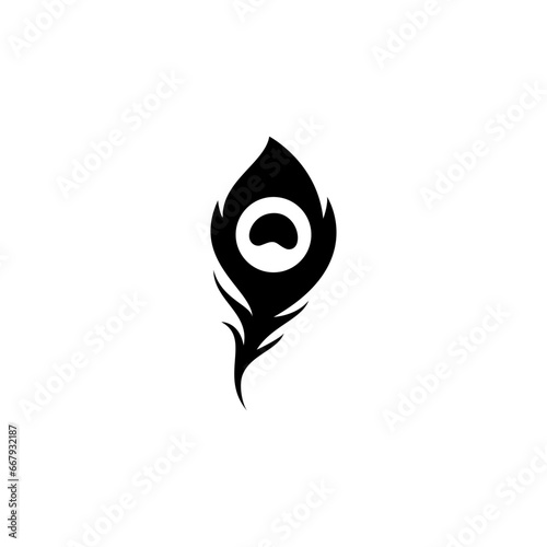 Peacock feather logo with flat design style