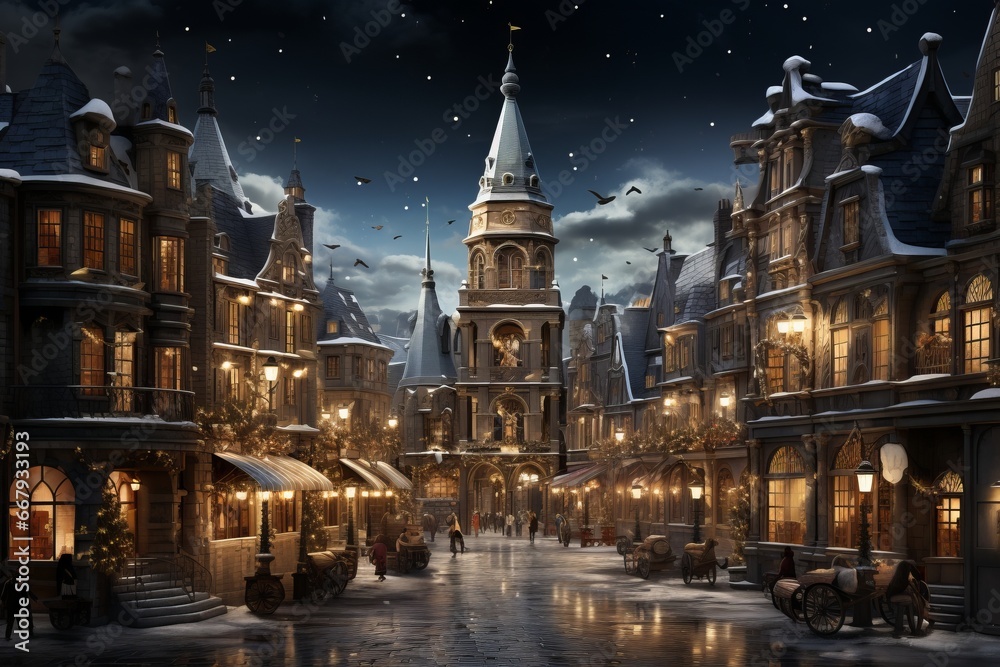 Obraz premium Christmas Town Landscape