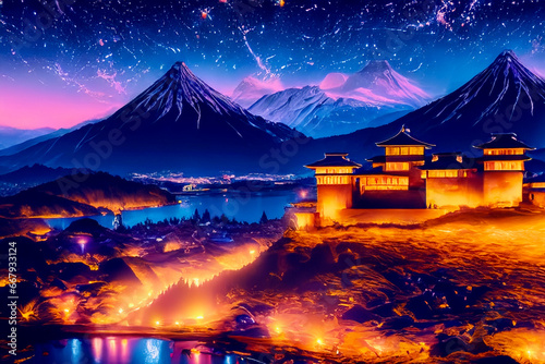 日本のお城の夜景