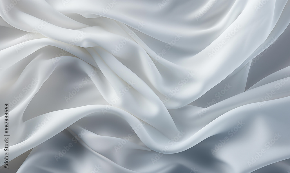 Acercamiento a una tela sintética arrugada de color blanco Acercamiento a una tela sintética arrugada de color blanco