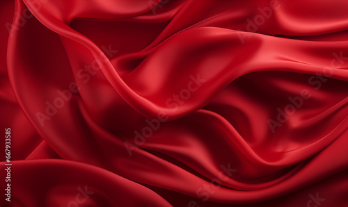 Acercamiento a una tela sintética arrugada de color rojo
