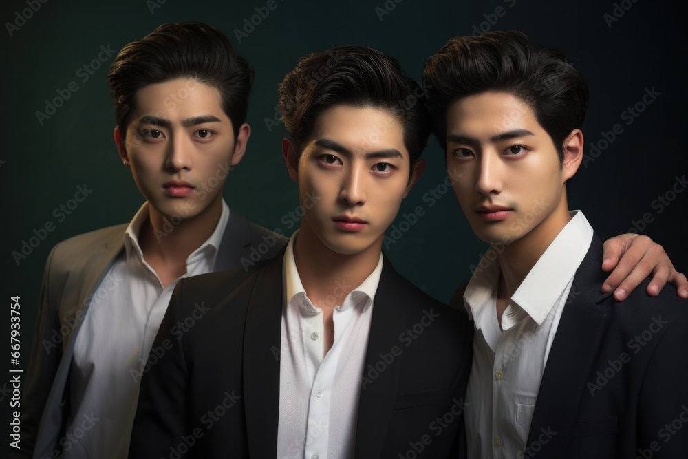 A group of young men standing next to each other. Generative AI. A group of young men standing next to each other. Generative AI.