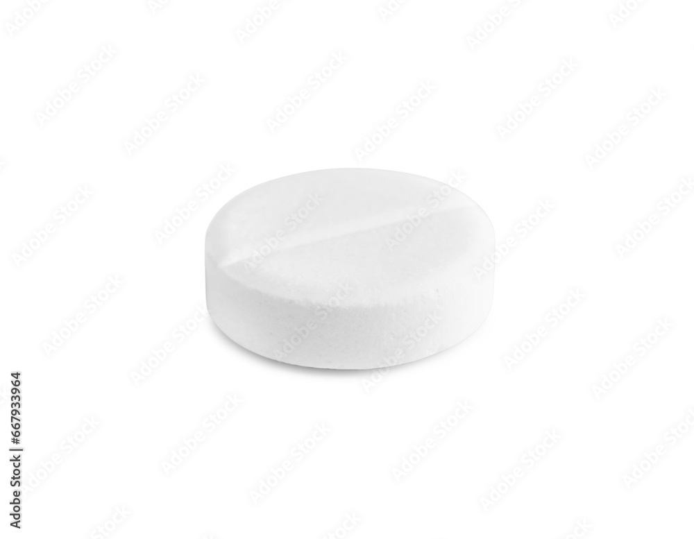 One round pill on white background. Medicinal treatment One round pill on white background. Medicinal treatment