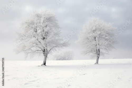 눈 덮인 나무가 어울어진 겨울배경
