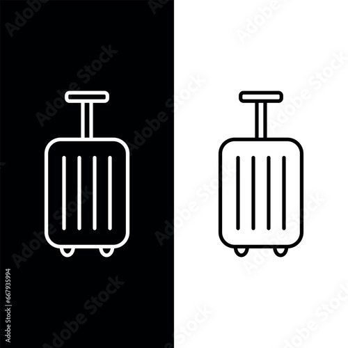 Travel Bag Icon Vector, Black and White Background Version Design