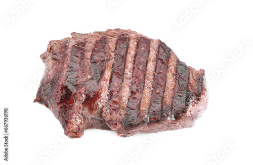Piece of delicious grilled beef meat isolated on white