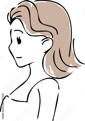ゆるい人物の女性アイコンイラスト