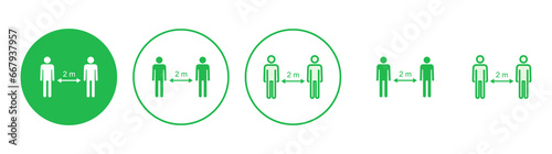 Social distance icon set. social distancing icon. self quarantine sign