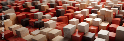Wooden Blocks in Red, Tan, and Brown Tones