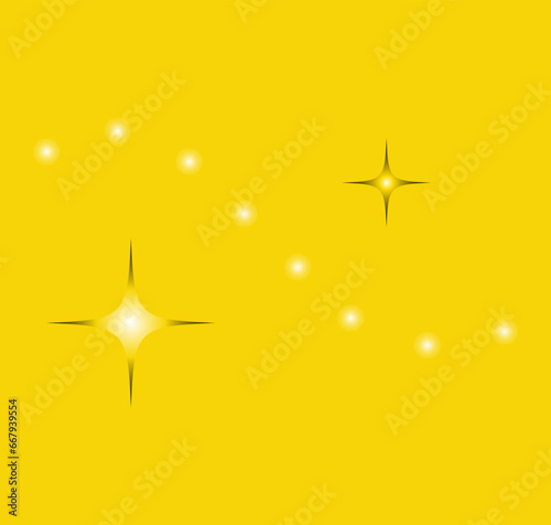 Miracle golden glowing stars logotype on yellow background, vector. Logo design for creativity industry. Branding company label template.