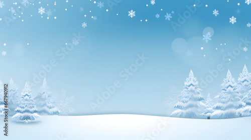 Blue winter season background with pine tree, snowfall, and snowdrift © jxvxnism