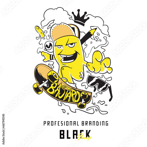 t shirt design with a man skate