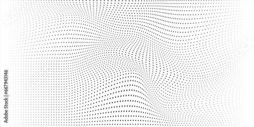 Dotted halftone waves. Abstract liquid shapes, wave effect dotted gradient texture waves isolated vector symbols set. Halftone graphic dots waves. Wave dotted halftone, creative shape abstract
