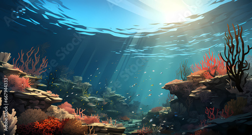 View of fish underwater in beautiful ocean waters with all its landscapes © MDQDigital