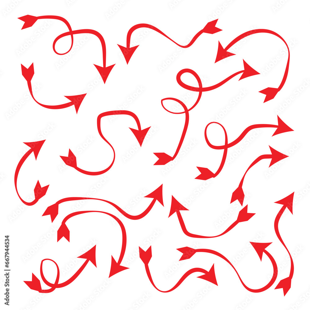 Hand drawn Set of Arrow Elements in Doodle Style. Vector arrows set. Hand drawn Set of Arrow Elements in Doodle Style. Vector arrows set.