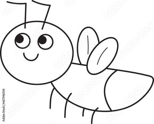 firefly cute insect illustration outline